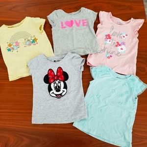 Various shirts bundle 3T pink, blue, yellow, gray, minnie print
